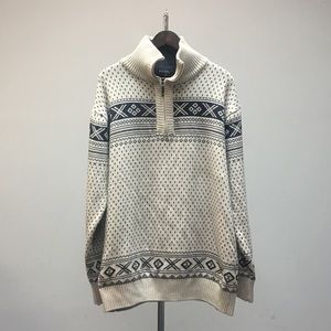 Pronti Cream & Blue Quarter zip pullover sweater